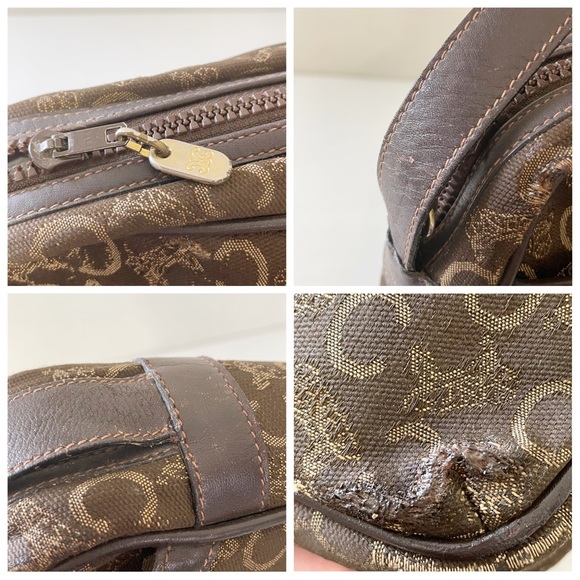 Celine vintage brown C monogram canvas and leather shoulder bag - Picture 5 of 10